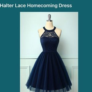 Brand New Navy Halter Lace Dress! Size 16